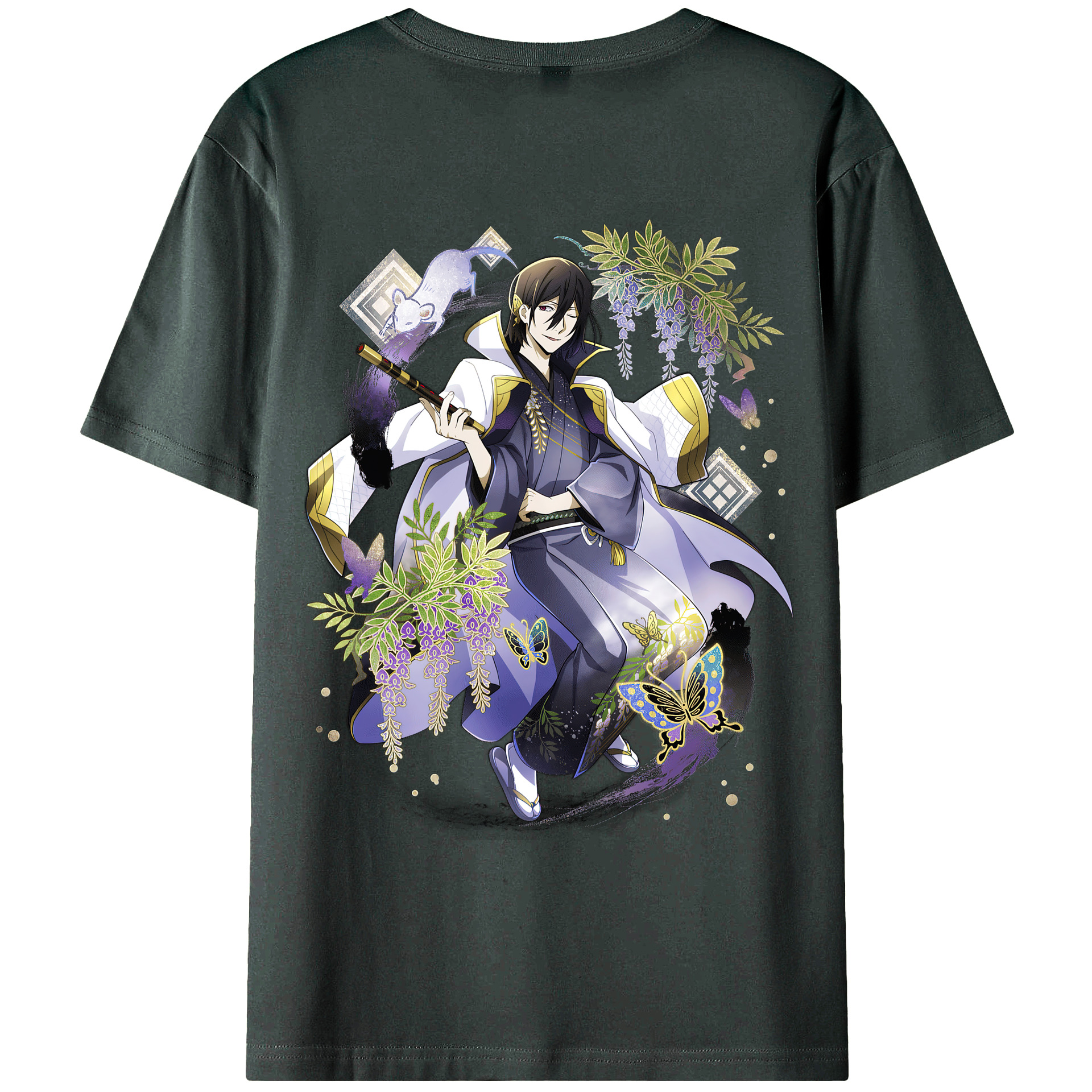 （画像用） 文豪ストレイドッグス Bungo Stray Dogs 綿100％ メンズ半袖Tシャツ（バックプリント） 通気性
